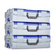 Sortimo L-BOXX 136 3er Set leer lichtgrau/blau, Bosch kompatibel, stapelbar, ABS