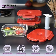 Lacers Purpleline BPA-freie Vakuumdosen Glas Set (3x1000ml) mit Pumpe