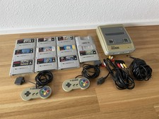SNES / Super Nintendo Konsole + 2x Controller + 10 Spiele + Adapter