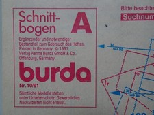 Schnittbogen A, burda 10/1991