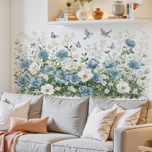 Elegante blaue blumen - elegante, vogel