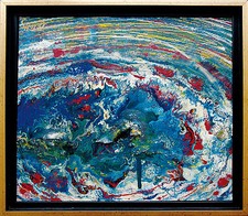 Jozsef Toth *1944: Schwarzes Loch Lichterkreise Öl-Lack-Gemälde Universum Kosmos