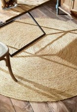 Teppich Rund Natur aus Jute Boho Handgefertigt Naturfaser Ethno Wohnzimmer