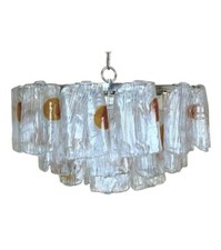 XL 60er 70er Jahre Murano Glas Chrom Kronleuchter Chandelier Glas Space Age 60s