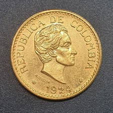 Kolumbien 5 Pesos 1924  Simón Bolívar 7,98 g 916er Gold 