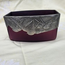 Art Nouveau Antike  Schale Petersburg " Vase 1900 Jugendstil Schwalben Lila Glas