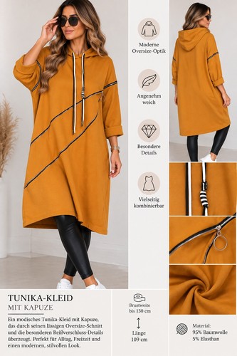 Oversize tunika kleid mit - tunika-kleid,