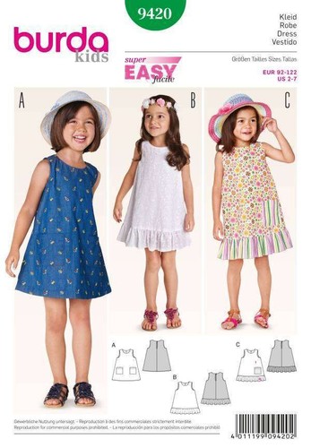 Schnittmuster burda 9420 - schnittmuster, kleid