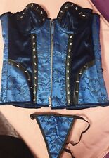 Corsage Korsett blau mit Samt,sehr edel von Vivian Baumwolle/Polyester Gr.L