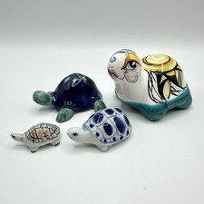 4 Stück Schildkröten Figuren Porzellan Keramik Handbemalt
