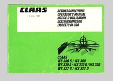 CLAAS WS 327 S  330 S 380 S Schwader Betriebsanleitung Lagerexemplar 1990 NEU