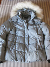 Jacke Steppjacke mit Kapuze Fellimitat Damen Gr. L Bershka Hellblau dick gefütt.