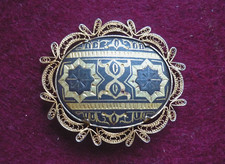 alte Brosche TOLEDO ART teilvergoldet floral filigran, Vintage