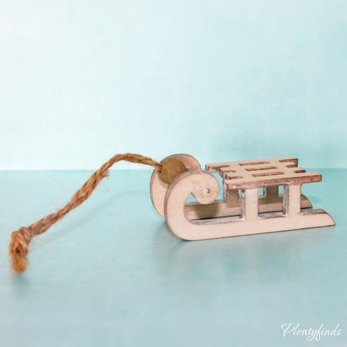 Miniatur holz schlitten - miniatur,