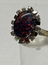 RING WEISS-GOLD 585 + OPAL MITTIG GROSSER OPAL+ RAND MIT  BRILLIANTEN