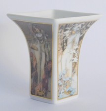 Miniatur Vase Goebel nach Mucha 4 Jahreszeiten 7cm #b