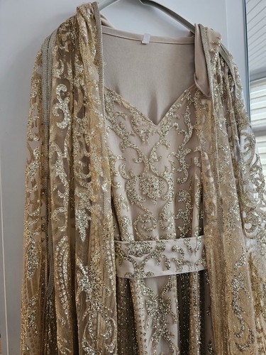 Kaftan kleid lang gold muster - kaftan,