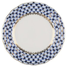 Brotteller gewellter Rand Lomonosov Russia Kobalt Netzdekor / Kalinka