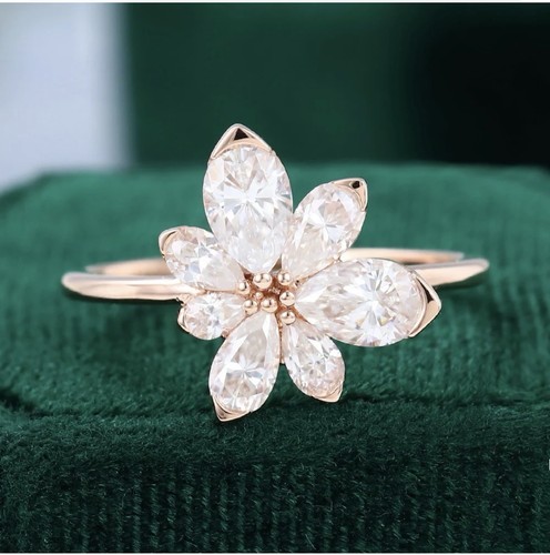 Moissanit blüte cluster ring - moissanit,