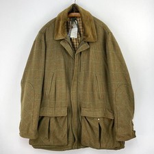 Beretta Feldmantel Herren 50 UK 3XL grün Tweed Wolle kariert Jagd Schießen Jacke