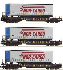 Fleischmann N 3x T3 Taschenwagen Auflieger NOR CARGO NEU 825052 zu 825059 825060