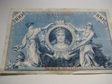 alter Geldschein  Reichsbanknote  100 Reichsmark 1908