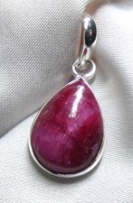 ❤️ Rubin Anhänger 925 Silber ✨ Cabochon Tropfen • Edelstein Schmuck Unikat❤️
