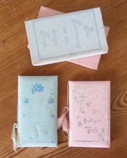 2 Taufbriefe PATENBRIEFE - BLAU + ROSA im Karton - 1911 / 1920