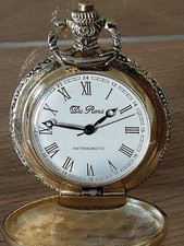 Nostalgische Da Rosa Taschenuhr vergoldete Kettenuhr Antimagnetisch Handaufzug