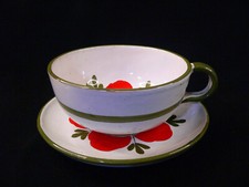 Großes Gedeck m Mohnblumen aus Italien Keramik Milchkaffeetasse 0,5 L