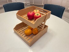 Bambus 2-stufig Multifunktions Obstkorb Arbeitsplatte Gemüseschüssel Aufbewahrungsständer