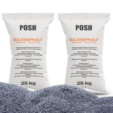 POSH Kaltasphalt 2x25kg (50kg) | Reparaturasphalt Bitumen Kaltmischgut 0–8mm