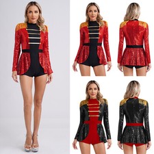 Frauen Body Fancy Trikot One Piece Kostüm Cosplay Lange Ärmel Leistung Outfit