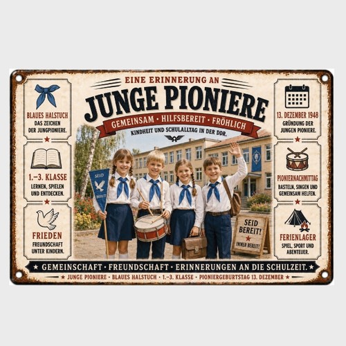 Blechschild junge pioniere ddr - blechschild,