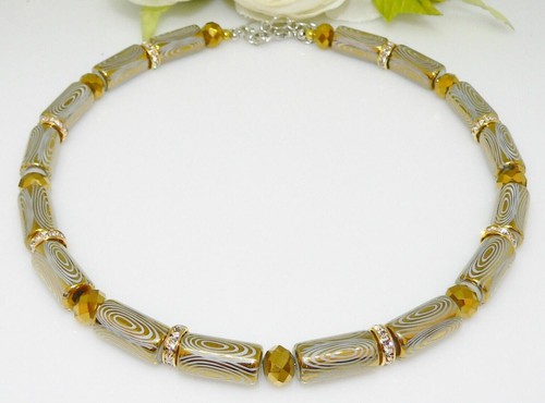 Halskette collier walzen glas - halskette,