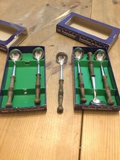 Fonduelöffel Vintage 6 Stück Holzgriffe  Löffel für Fondue Sauce