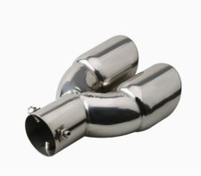 Auspuffblende Doppelendrohr 2 x 65mm rund Edelstahl in Sportauspuff Optik