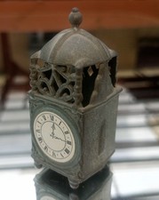 Miniatur Turmuhr Big Ben Style Metall grau antik 6 cm Dekofigur Sammlerstück
