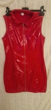 Lacklederkleid Rot Mini Ärmellos Zipper