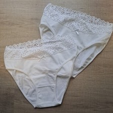 Damenslips 2 Stück Lady weiß Slips mit Spitze Neu.. Gr.46.. Baumwolle/Elastan 