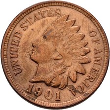 USA Indian Head 1 Cent 1901 Indianer 3,1  g  Original Münze #BB485