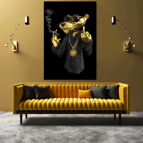 Wandbild pink panther golden - panther,