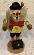 Vintage Erzgebirgische Volkskunst Deutscher Räuchermann Clown 7,5 Zoll