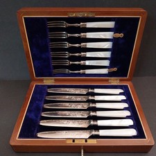 Vorspeisenbesteck - Obstbesteck England Sheffield Perlmutt - Sterling Silber