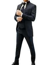 Hochzeit Cutaway Anzug 5 teilig Jacquard Gr.52 Dunkelblau