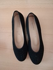 Ballerinas Gr 5 5 Hassia NEU Schwarz Wildleder mit schwarzen Steinchen