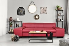 Rot Leder 3 Sitzer 238cm Sofa