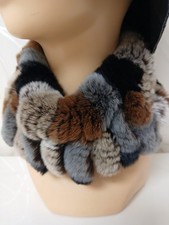 Pelz Loop Halswärmer  Rexkaninchen Dehnbar Unisex Rundschal Stirnband Bunt