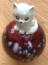 Hund Spitz Gartenkugel Dekofigur Deko Tierfigur H22 cm Gartenfigur Handgetöpfert