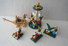 5 Figuren Set Osterdeko Hasen, Osterhasen aus Holz Handarbeit